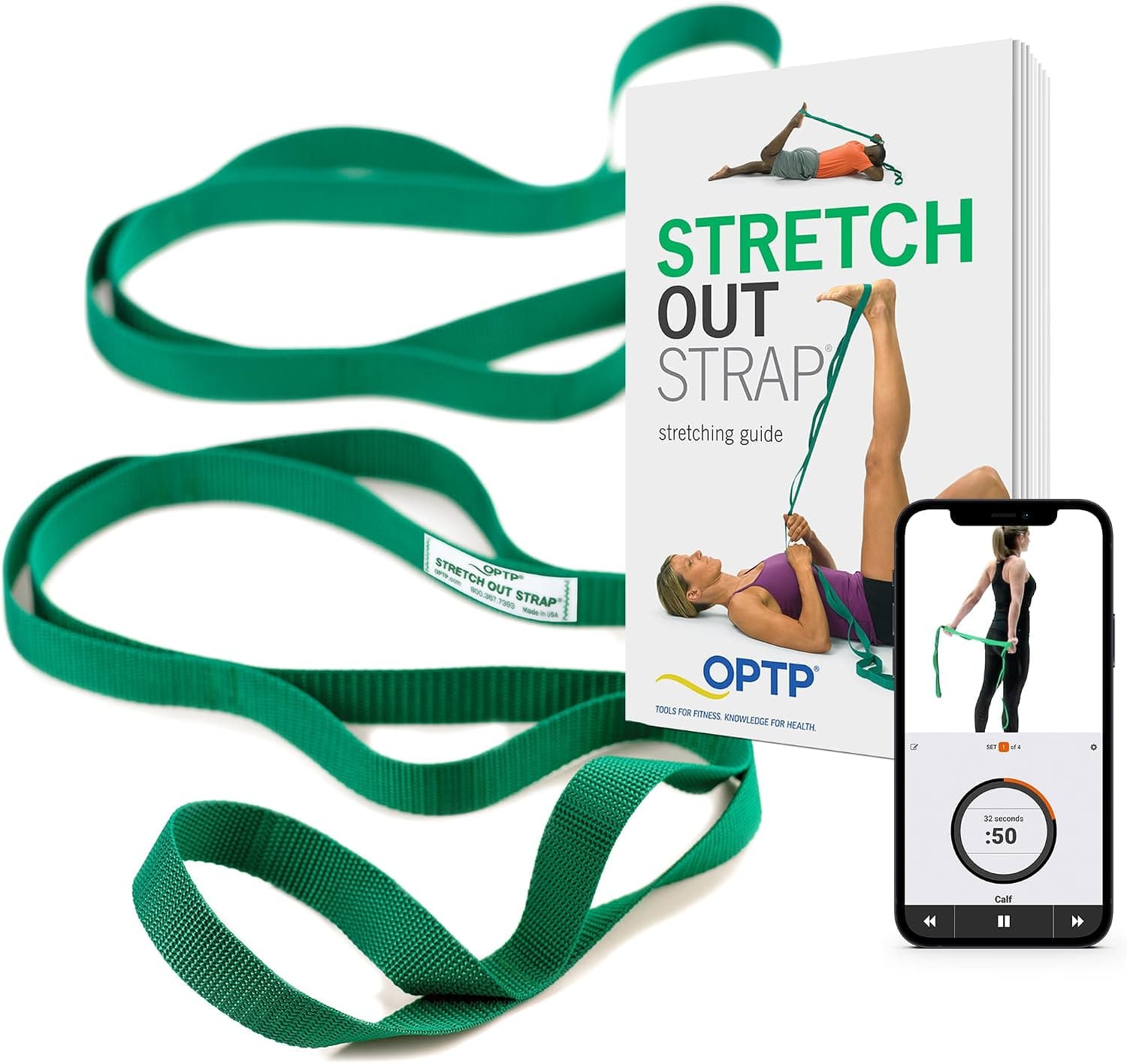 OPTP The Original Stretch Out Strap with Exercise Book, USA-Made Yoga Strap for Flexibility & Mobility