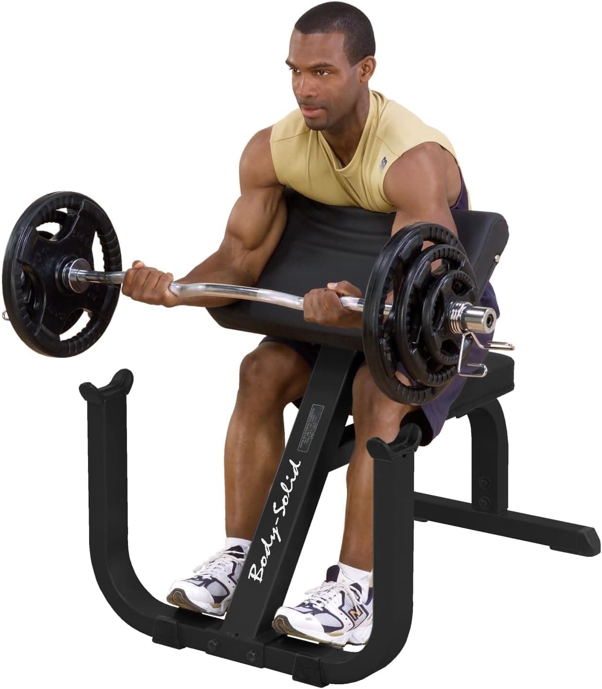 Body-Solid (GPCB329B) Preacher Curl Bench - Adjustable Arm Curl Bench for Bicep Workouts, DuraFirm Padding