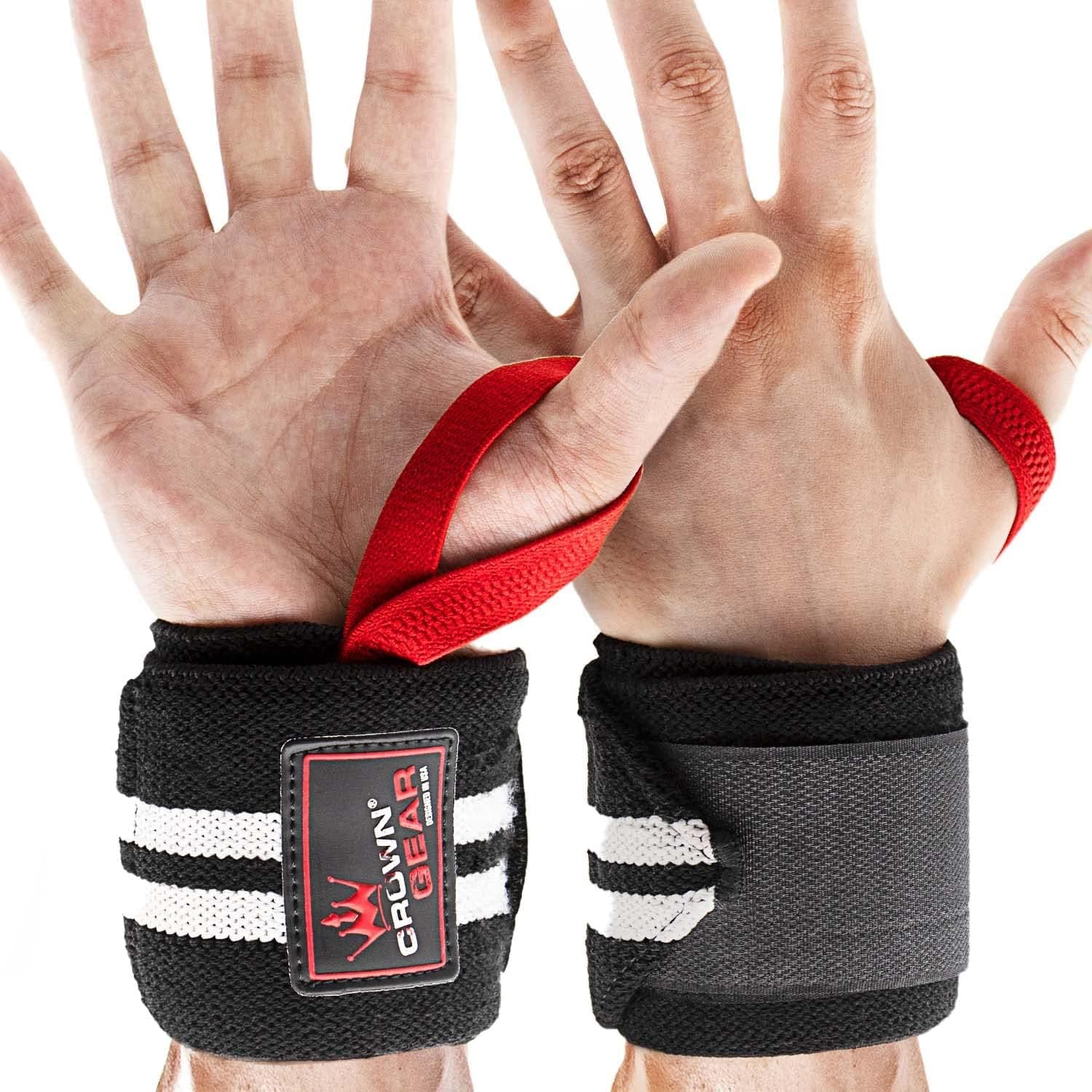 Weight Lifting Wrist Support Wraps with Thumb Loop - Best Weightlifting Wrap for Pro Gym Training, Power Lifting, Body Building (Pair)