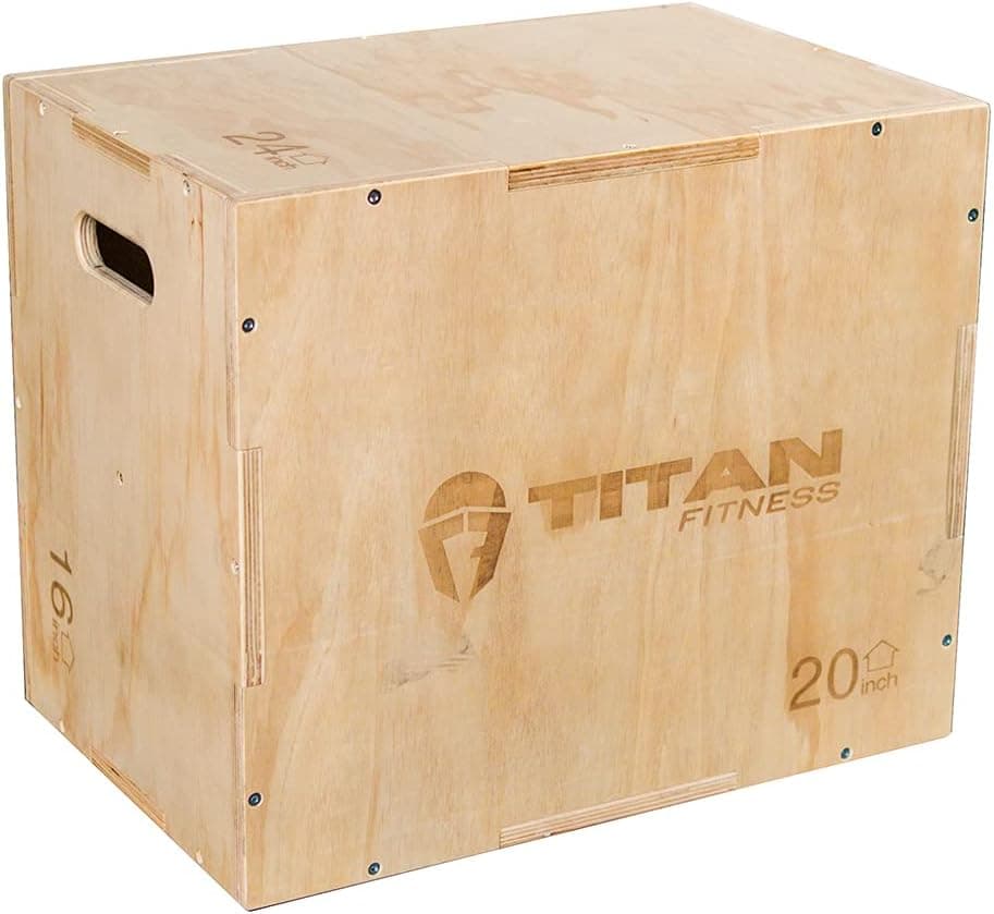 Titan Fitness 3-in-1 Wooden Plyometric Box 16in x 20in x 24in