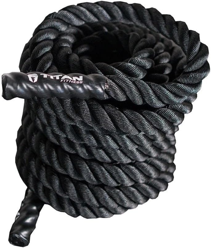 Titan Fitness Battle Rope 30ft x 1.5in, Poly Dacron Heavy Rope for Home Gym Conditioning