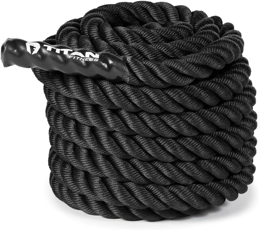 Titan Fitness Battle Rope 40ft x 1.5in, Poly Dacron Heavy Rope for Home Gym Conditioning
