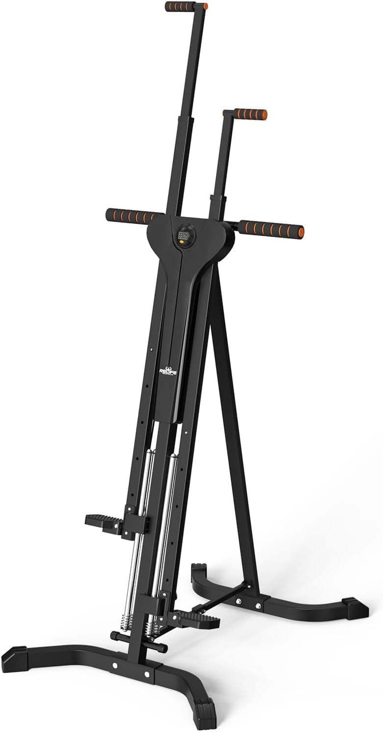RELIFE REBUILD YOUR LIFE Vertical Climber Exercise Machine with 4 Metal Guide Rails, Folding, 5-Level Heights