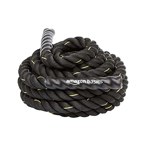 Amazon Basics Battle Rope for Home Gym Workout, Exercise Training Equipment, CrossFit, Strength Training, 1.5 Inch x 30 Feet, Black