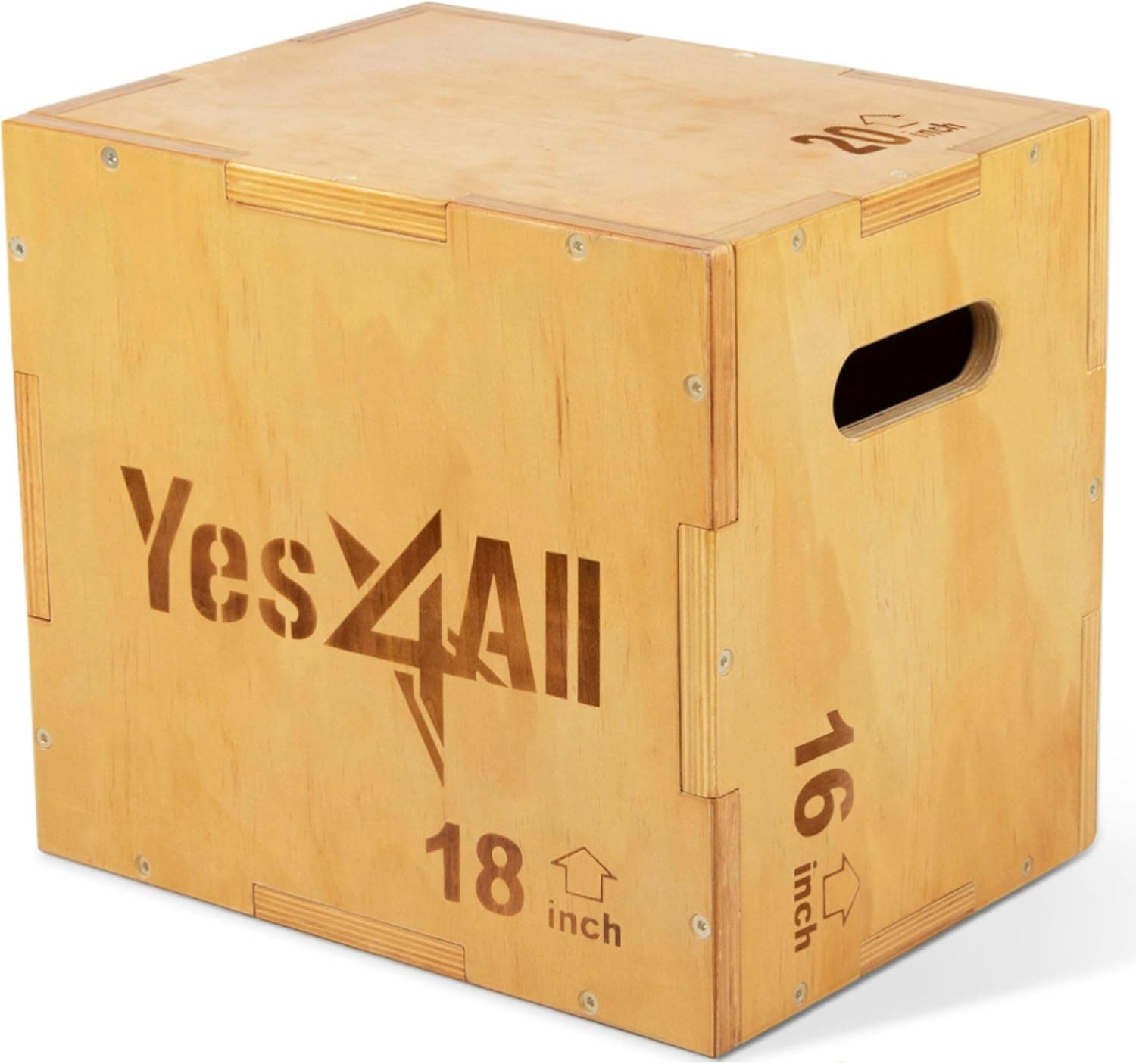 Yes4All Plyo Box 3-in-1 Wooden Box Jumps for Home Gym, 450 lbs, Natural Wood