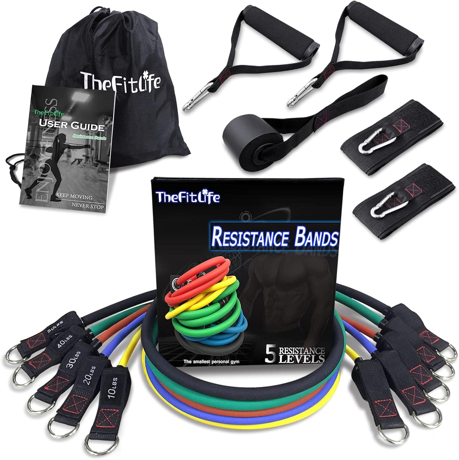 Resistance Bands with Handle Set for Men and Women, Strength Exercise, Handles & Door Anchor