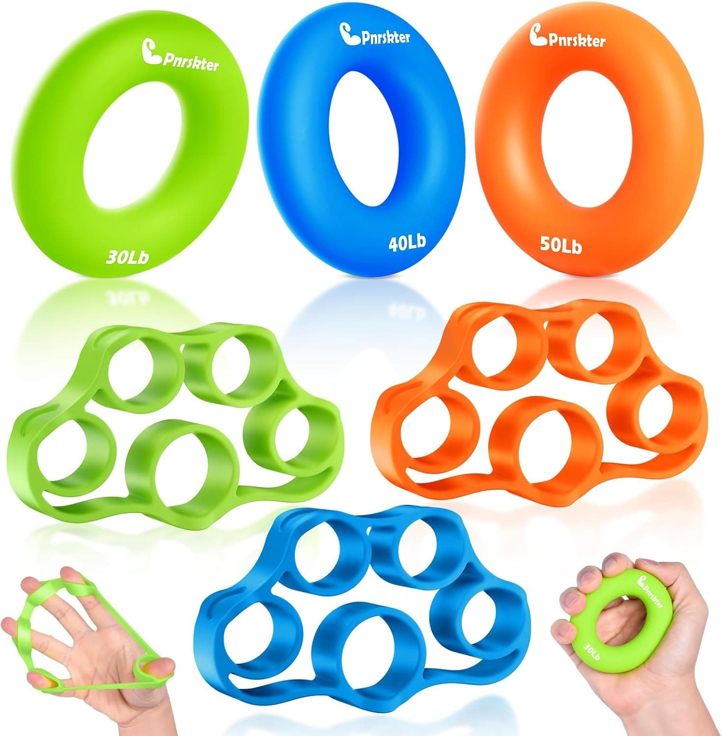 Pnrskter Hand Grip Strengthener, Finger Exerciser, Grip Strength Trainer (6 PCS)