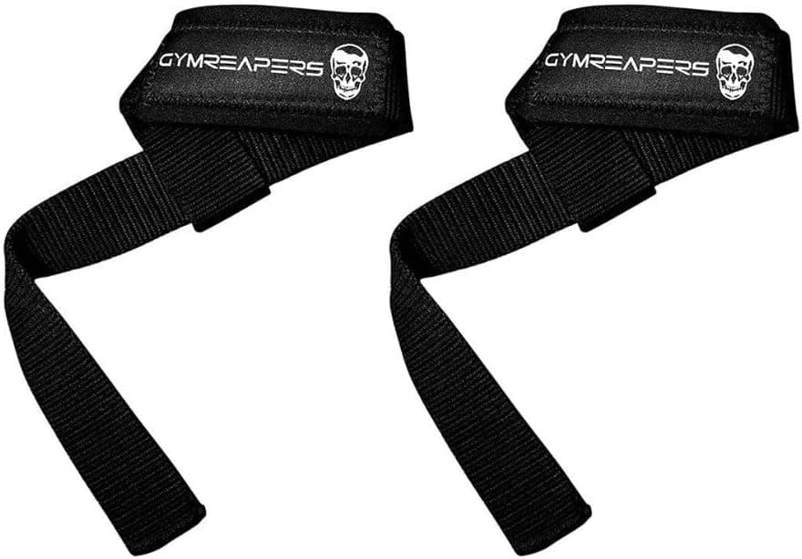 Gymreapers Lifting Wrist Straps for Weightlifting, Bodybuilding, Powerlifting, Strength Training & Deadlifts - Padded Neoprene with 18" Cotton (Black)
