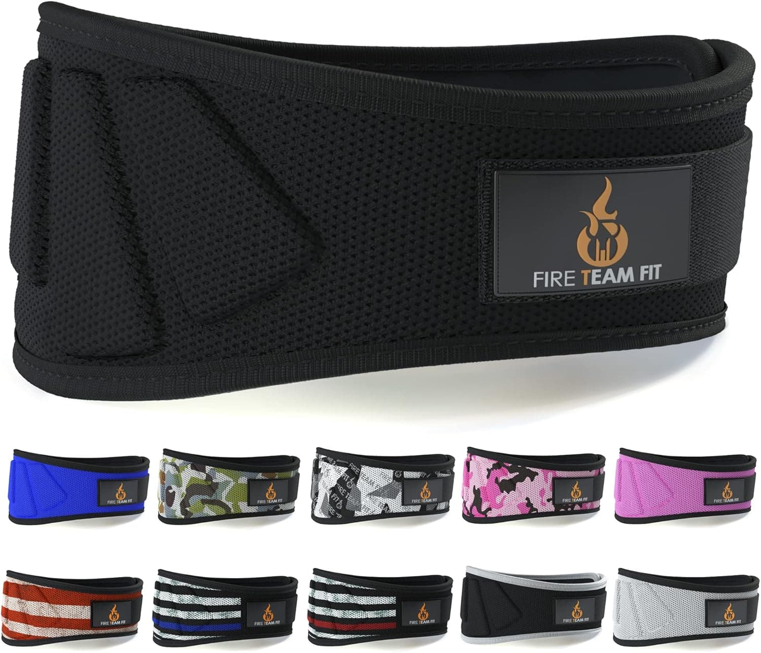 Fire Team Fit Weight Lifting Belt for Men and Women, 6 Inch, Back Support for Cross Training, Squats, Deadlift