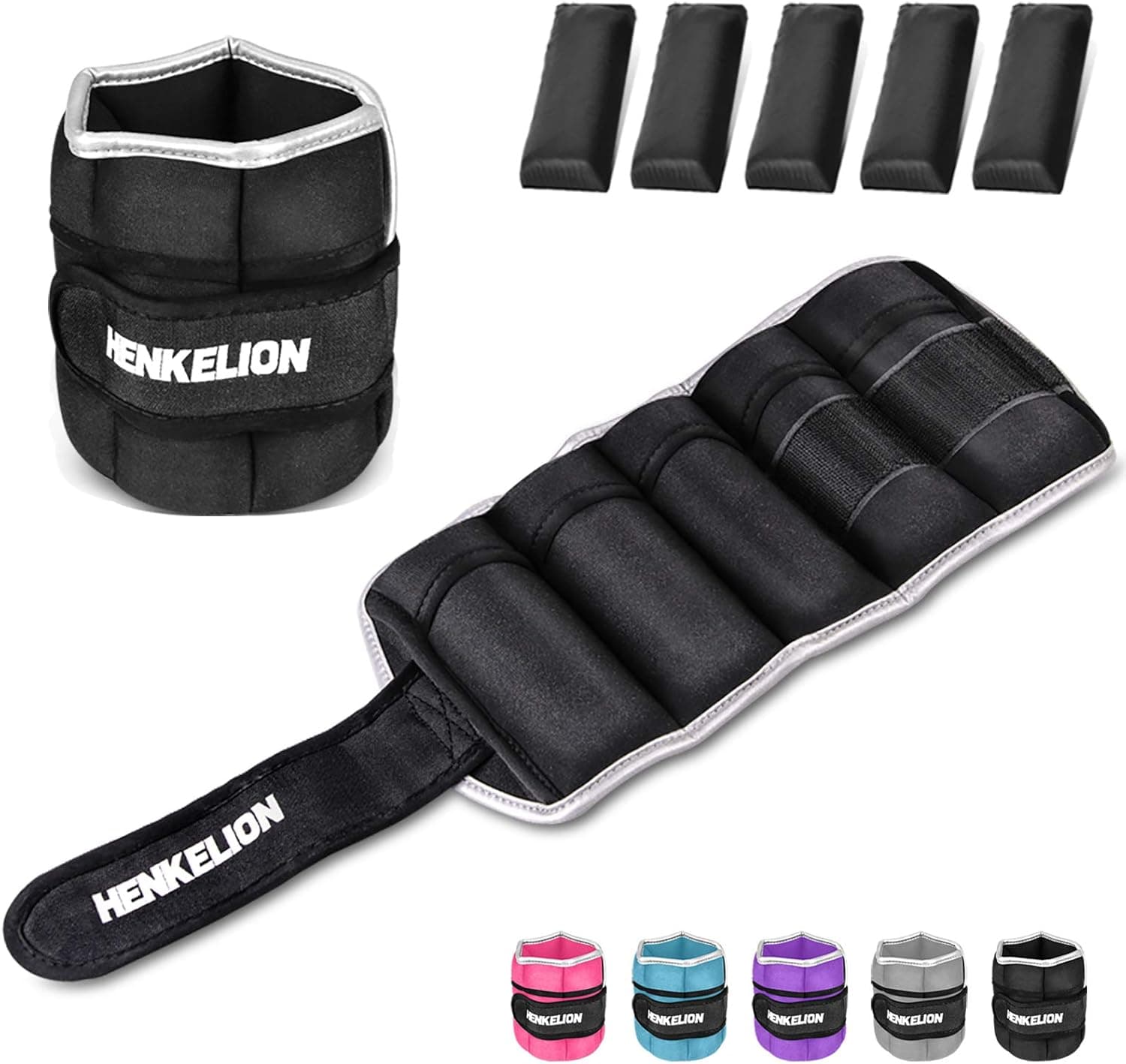 Henkelion 1 Pair 4 Lbs Adjustable Ankle Weights for Women Men Kids, Strength Training Set (each