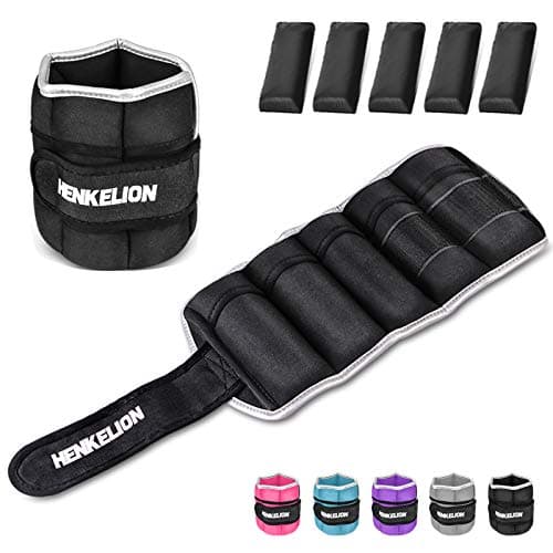 Henkelion 1 Pair 4 Lbs Adjustable Ankle Weights For Women Men Kids, Strength Training Wrist Weights Ankle Weights Set For Gym, Fitness Workout, Running, Lifting Exercise Leg Weights - each 2 Lbs Black