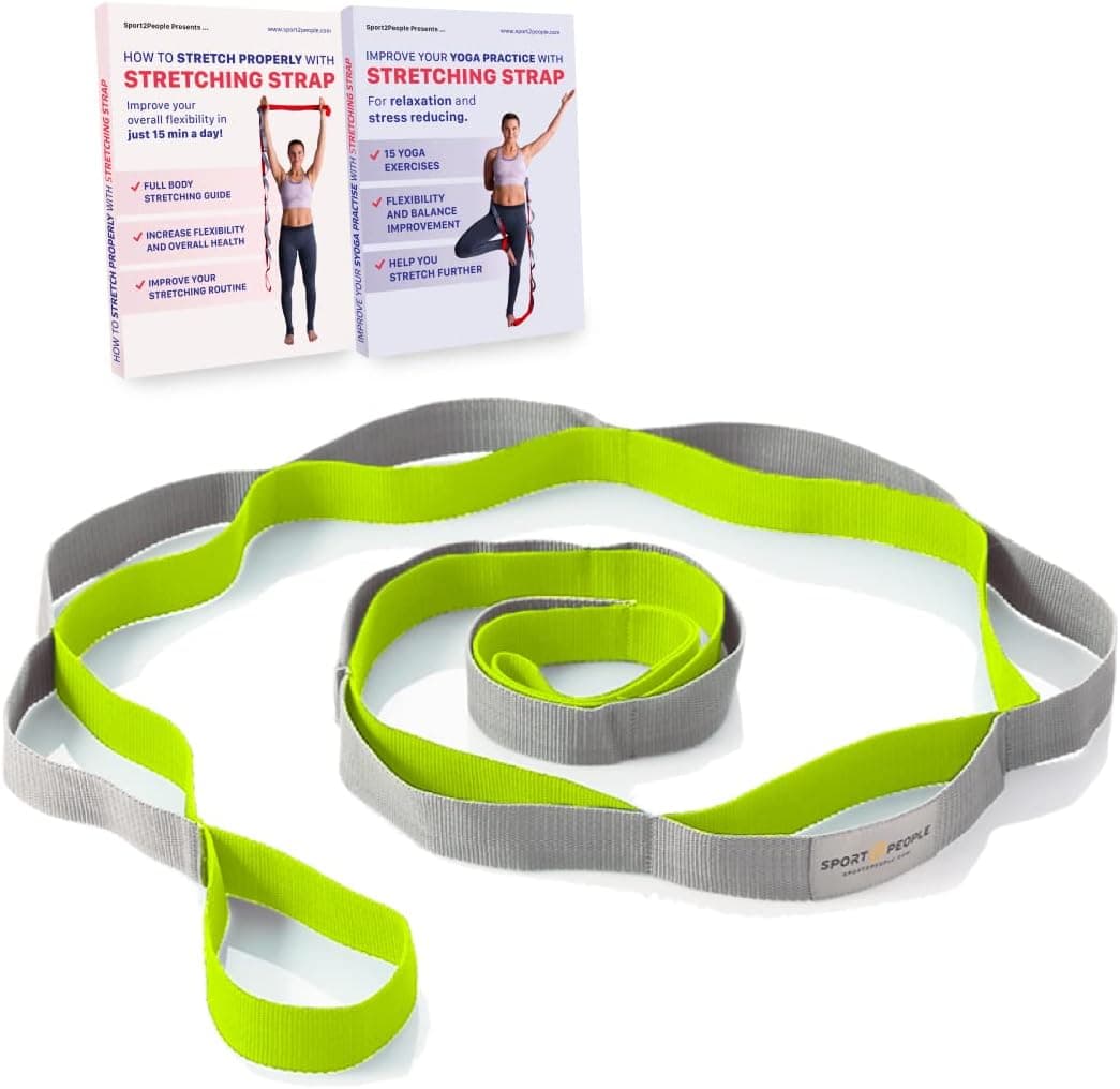 sport2people Stretching Strap for Yoga, Flexibility, Rehabilitation - 12-Loop Stretch Band