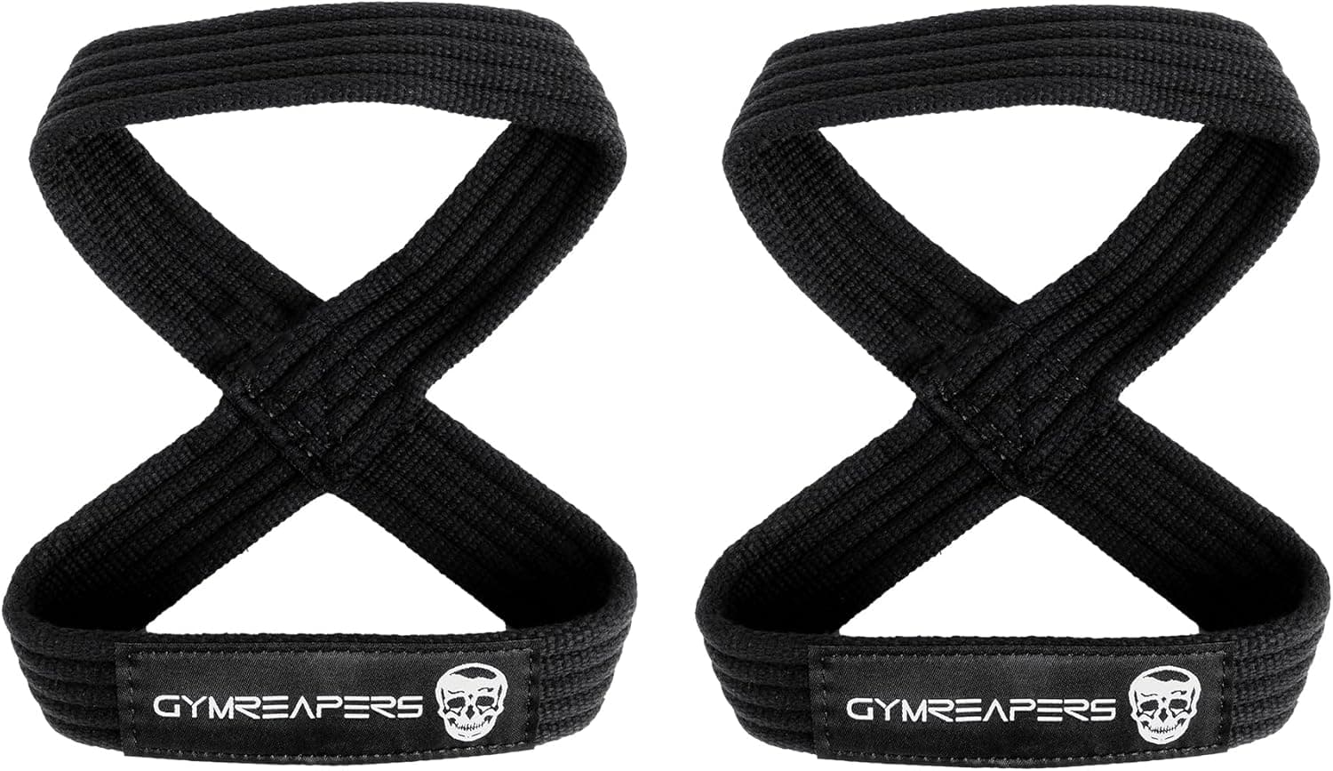Gymreapers Figure 8 Lifting Straps for Deadlift, Powerlifting, Strongman & Cross Training (Black, Small)