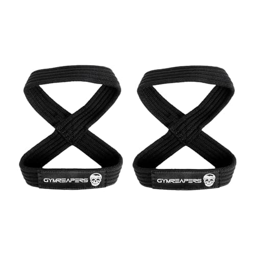Gymreapers Figure 8 Lifting Straps For Deadlift, Powerlifting, Strongman, & Cross Training Strong Weightlifting Wrist Straps For Men, Women(Black, Small)
