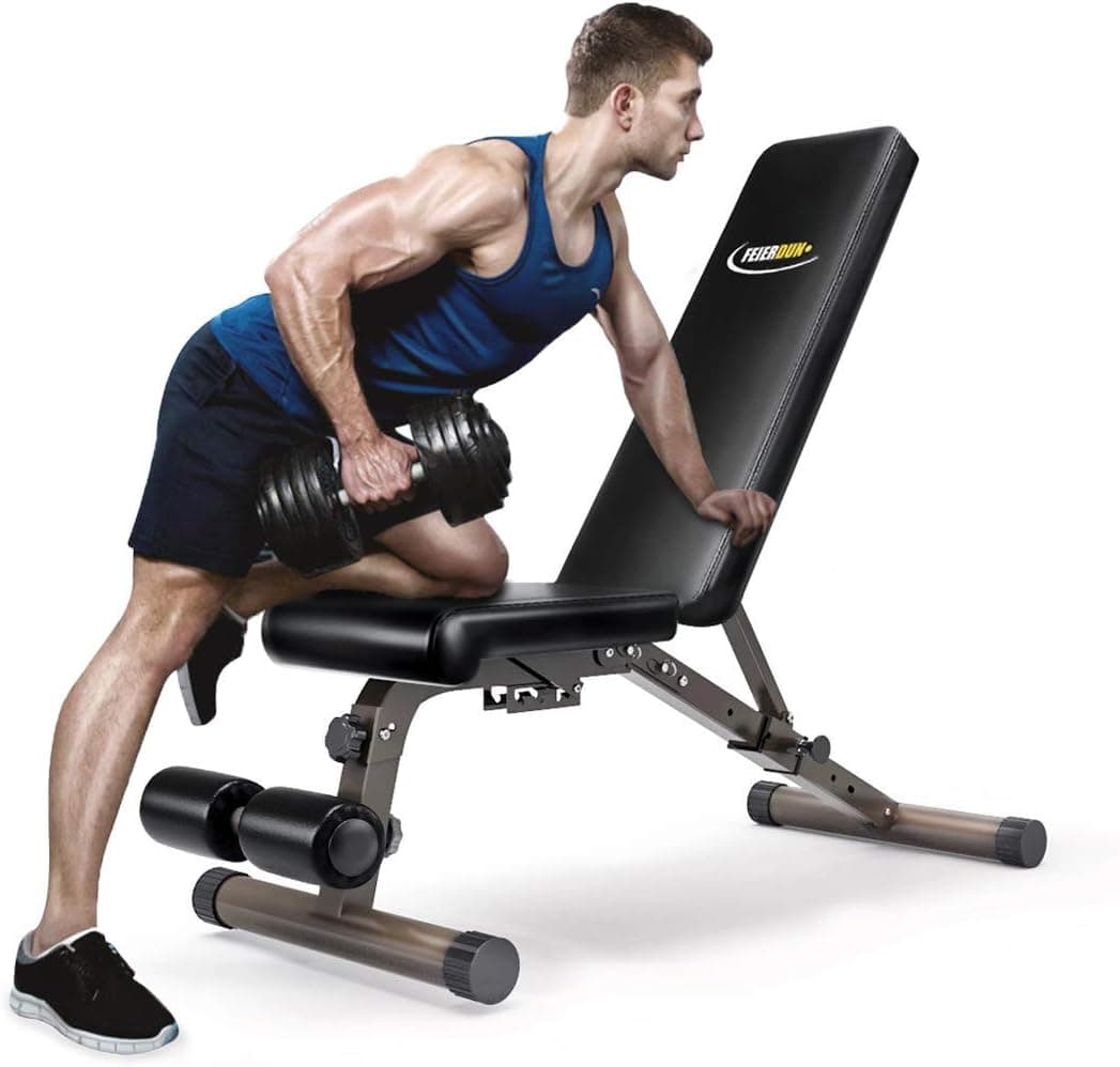 FEIERDUN Adjustable Weight Bench (700 lb, Foldable, No Assembly)
