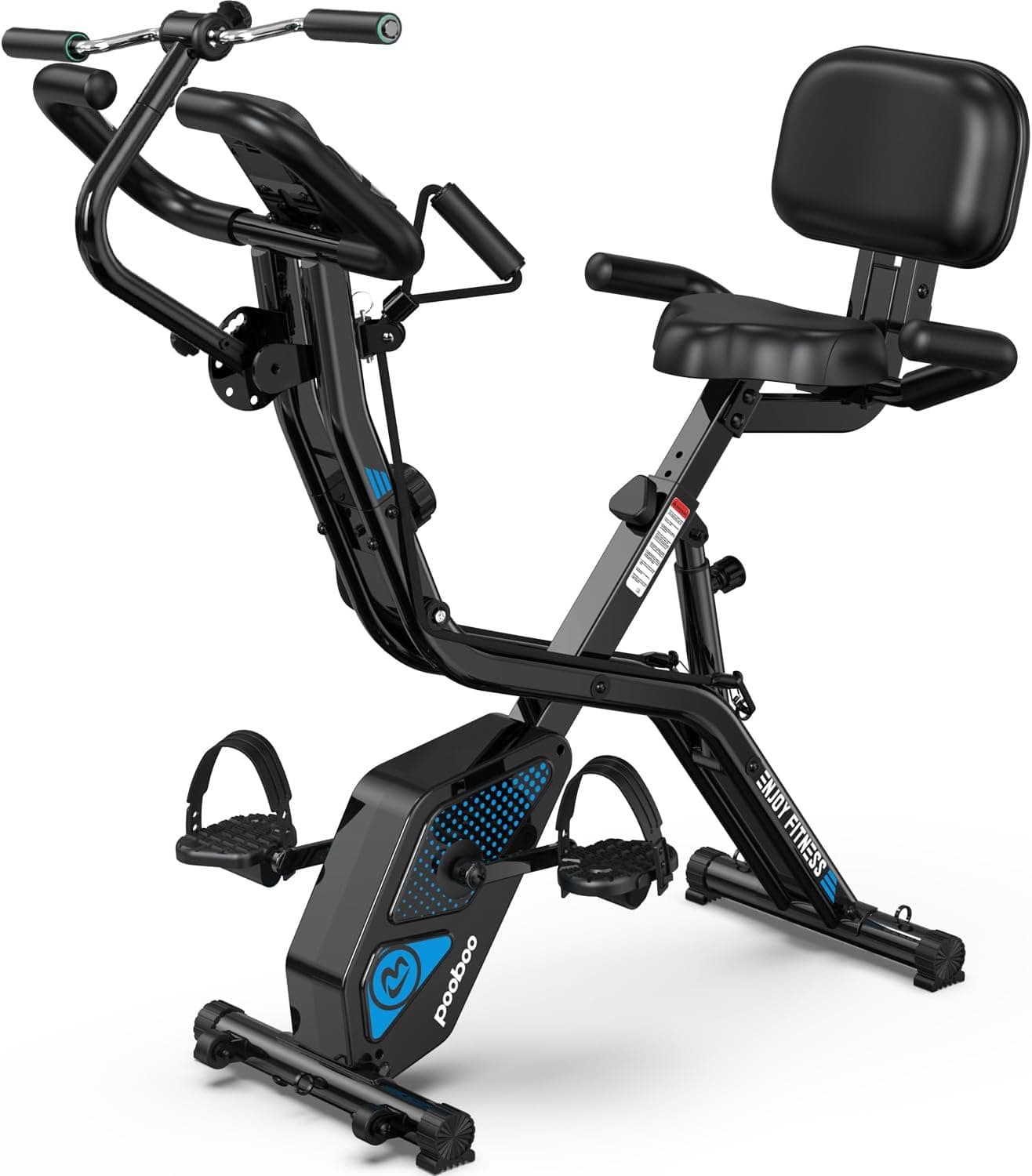 pooboo Folding Exercise Bike with Hand Crank 8-Level
