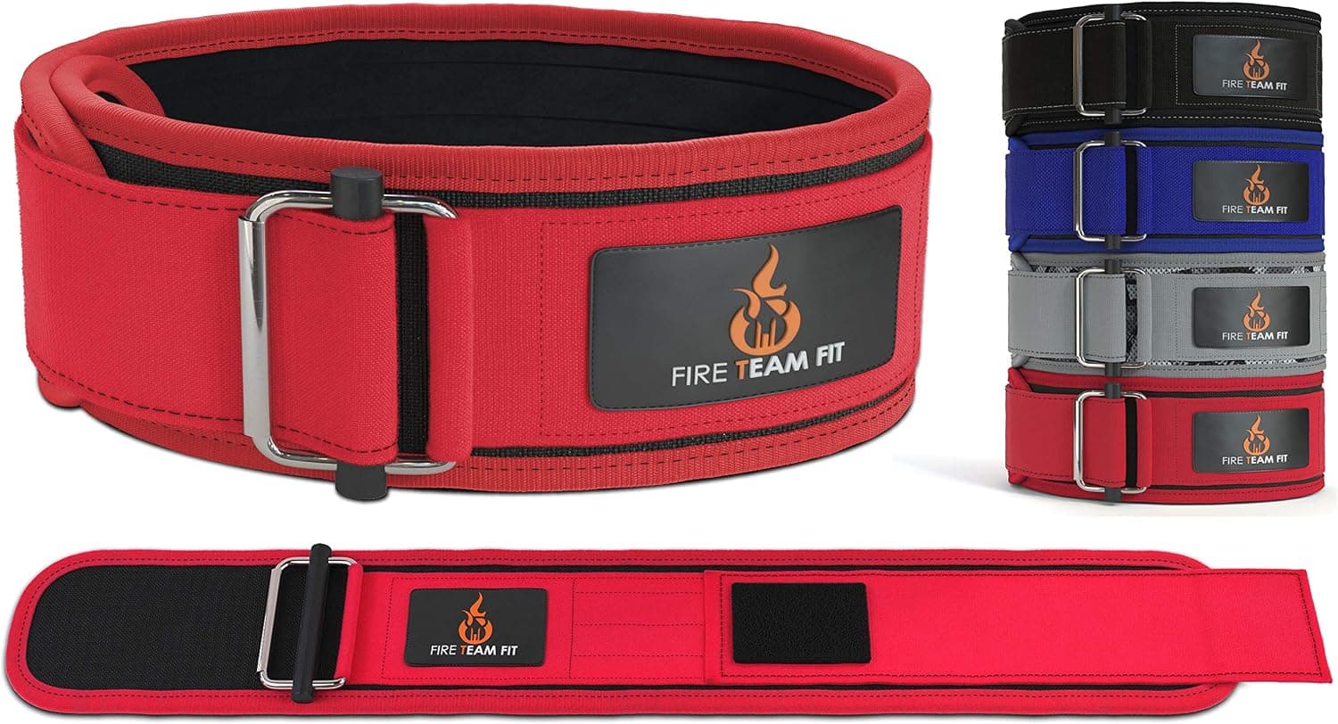 Fire Team Fit 4 Inch Weight Lifting Belt, Back Support for Powerlifting, Squats, Deadlifts