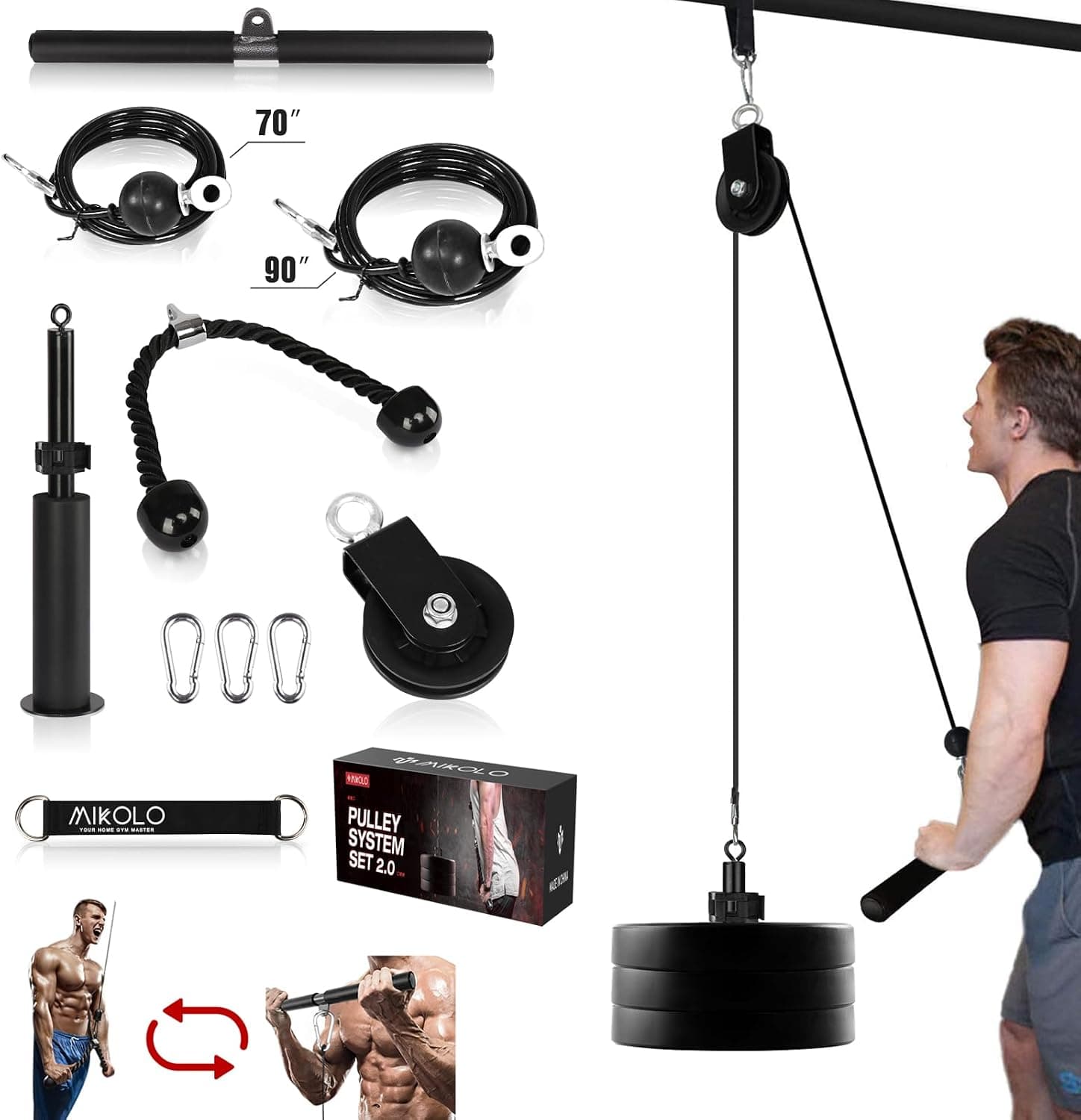 Mikolo LAT and Lift Pulley System Dual Cable Machine