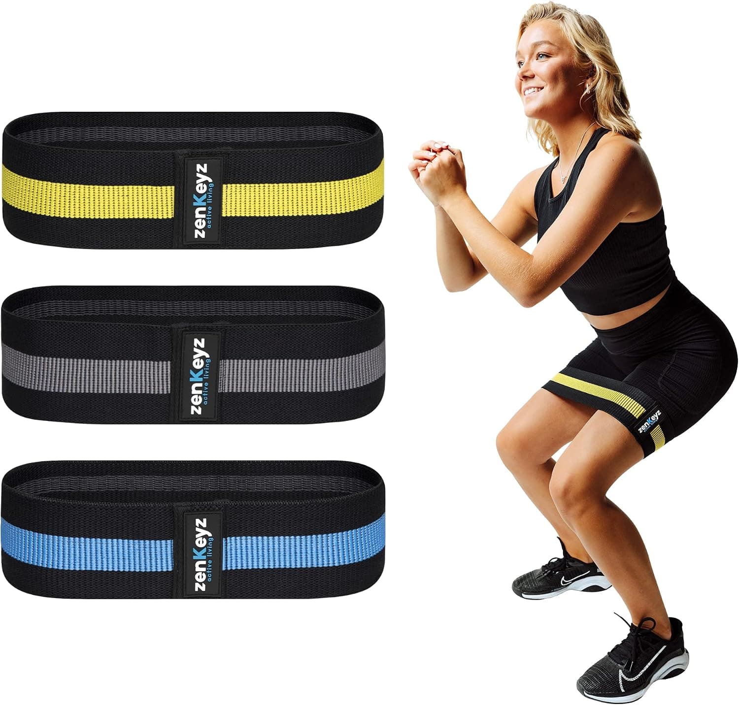 Resistance Fabric Booty Bands - 3 Hip Stretch Bands for Legs, Butt, Glutes