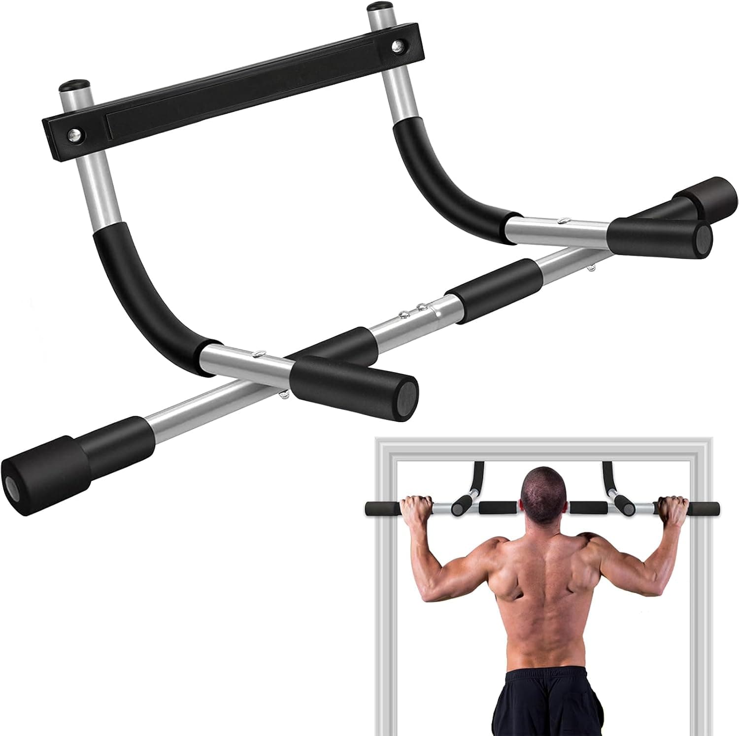 TOPOKO Pull Up Bar for Doorway, Heavy Duty Chin Up Station, Multi-Grip Adjustable Door Frame