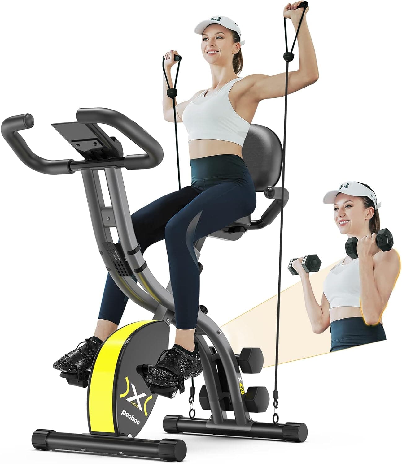 pooboo Foldable Exercise Bike 3-in-1 Magnetic