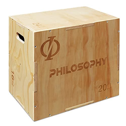 Philosophy Gym 3-in-1 Wooden Plyo Box - 24" x 20" x 16", Wood Plyometric Jump Box Platform for Home Gym, HIIT, Jumps, Step-Ups, and Strength Training