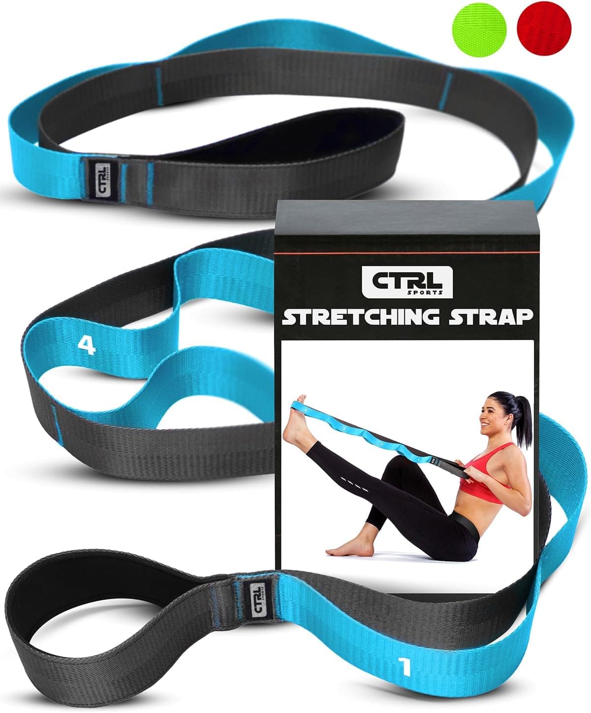 Stretching Strap with Loops - Non Elastic Stretch Band for Physical Therapy, Hamstring & Leg Stretcher Belt