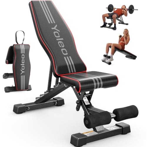 YOLEO Adjustable Weight Bench, ASTM-Certified 827LBS, 98% Pre-Assembled