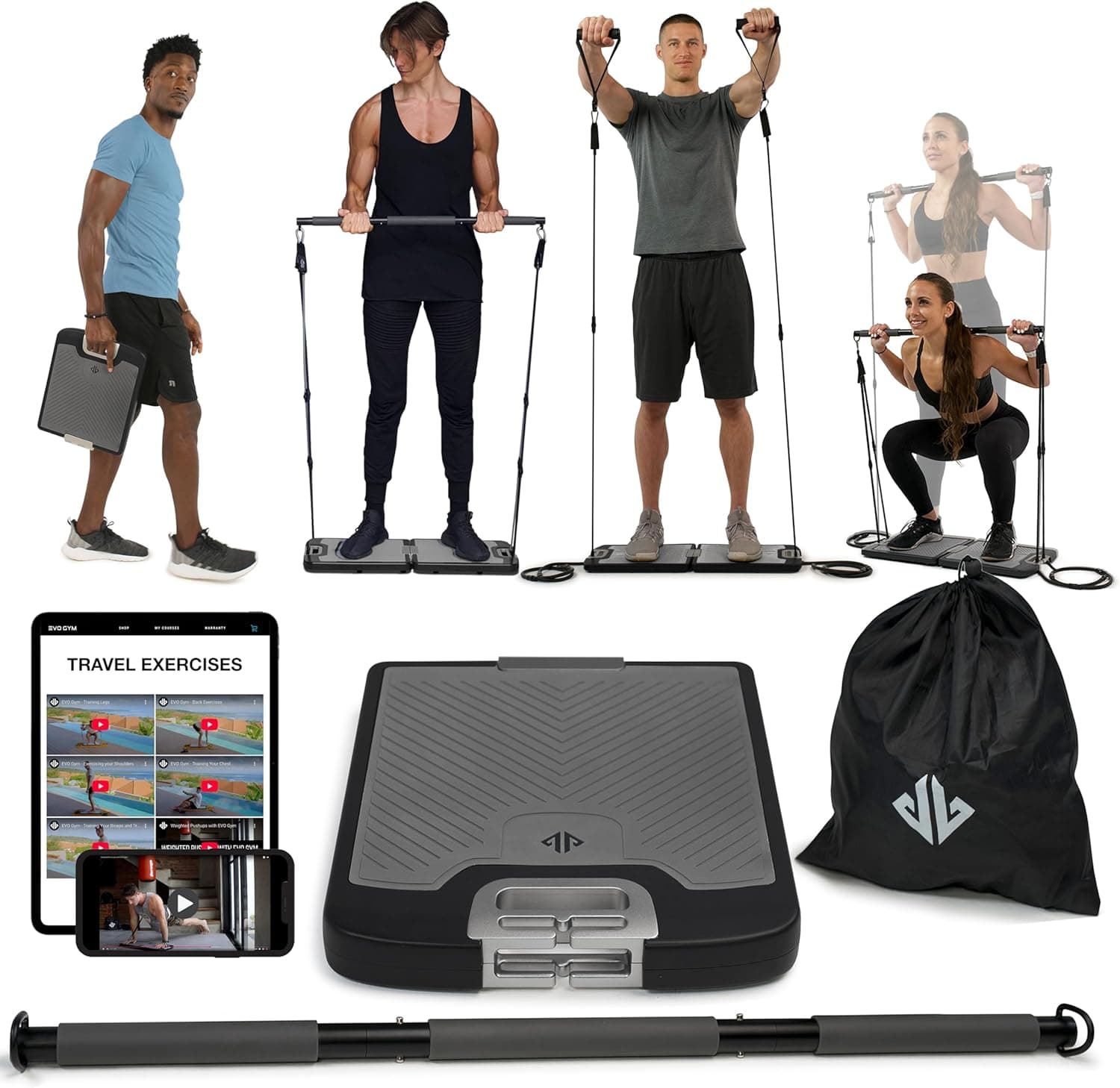 EVO Gym - Portable Home Gym Strength Training Equipment, All in One Gym with Resistance Bands &