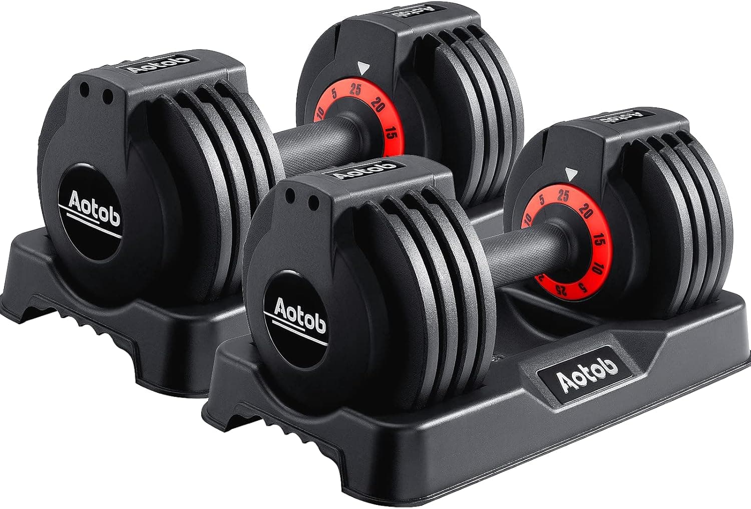 AOTOB 25/55 lb Pair Adjustable Dumbbell Set, Space-Saving