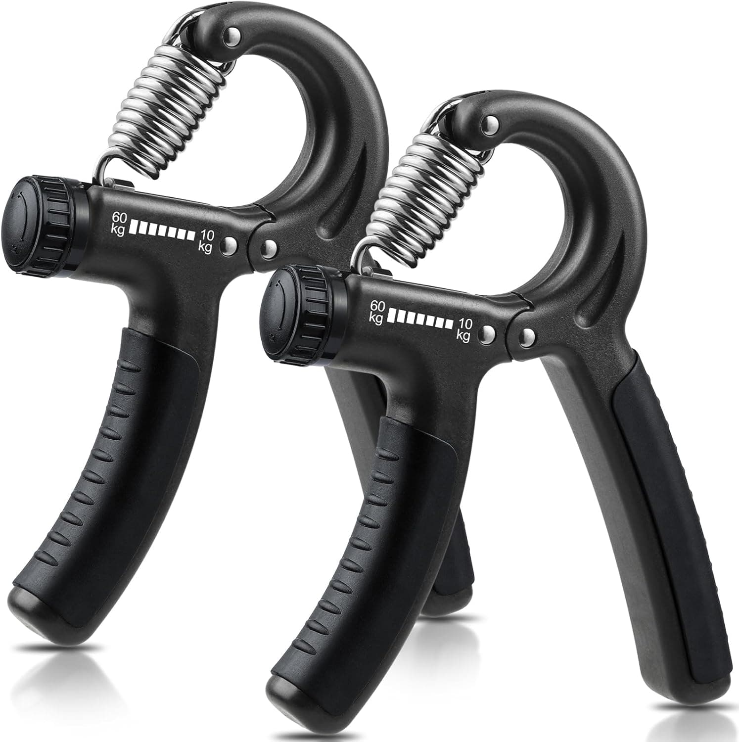 NIYIKOW 2 Pack Grip Strength Trainer, Adjustable Resistance 22-132Lbs (10-60kg) - Carbon Black