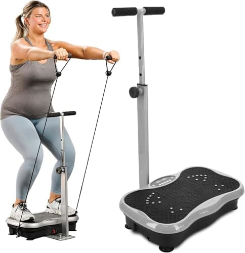 Lifepro TrimLite Vibration Plate with Handles and Magnetic Acupoints | Bluetooth Speakers, 99 Speed Levels, 9 Presets, Resistance Bands - Vibration Plate for Lymphatic Drainage & Full Body Workout