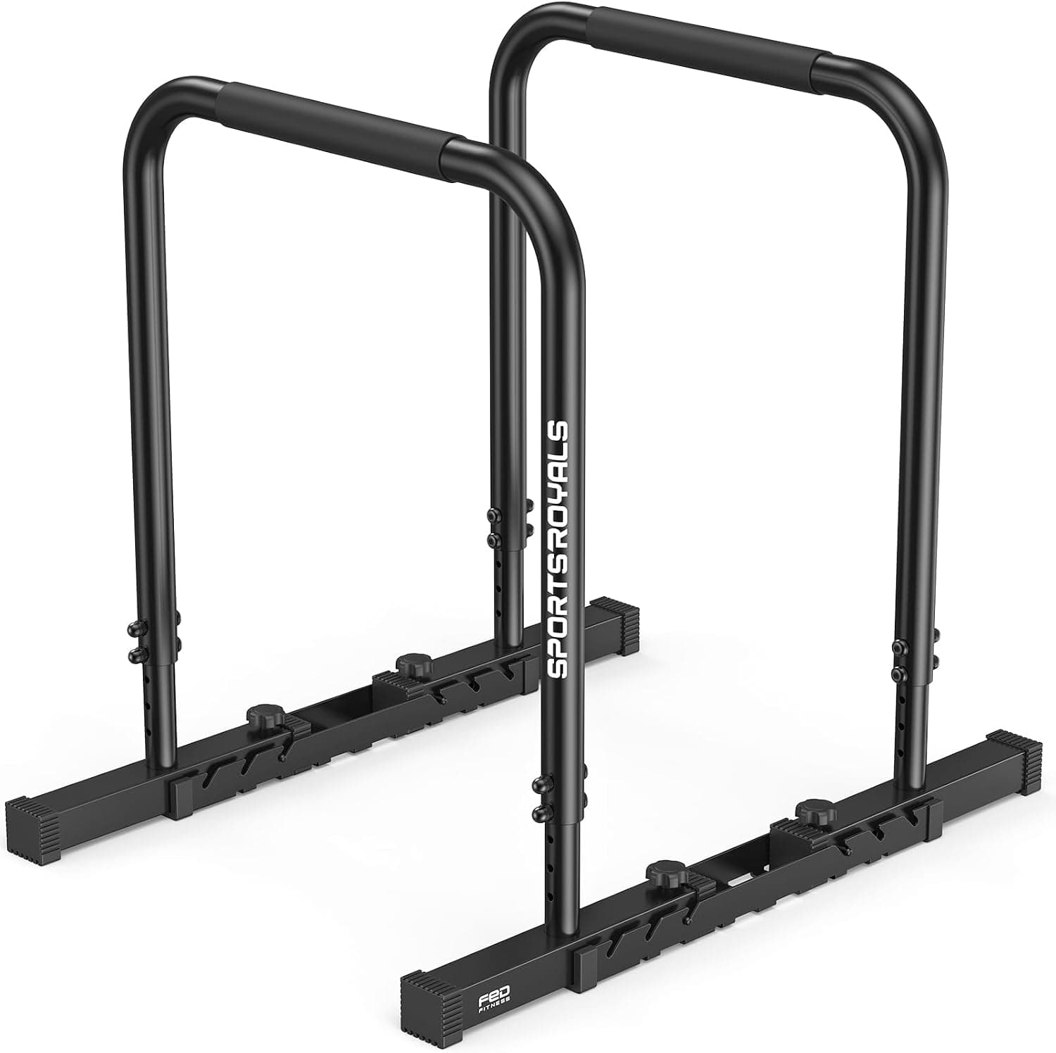SPORTSROYALS DP2 Dip Station Adjustable Dip Bar, Heavy Duty Parallette & Parallel Bars, 400LBS Stable Dip Stands for Home Gym, Calisthenics & Upper Body Workout Equipment (Black)