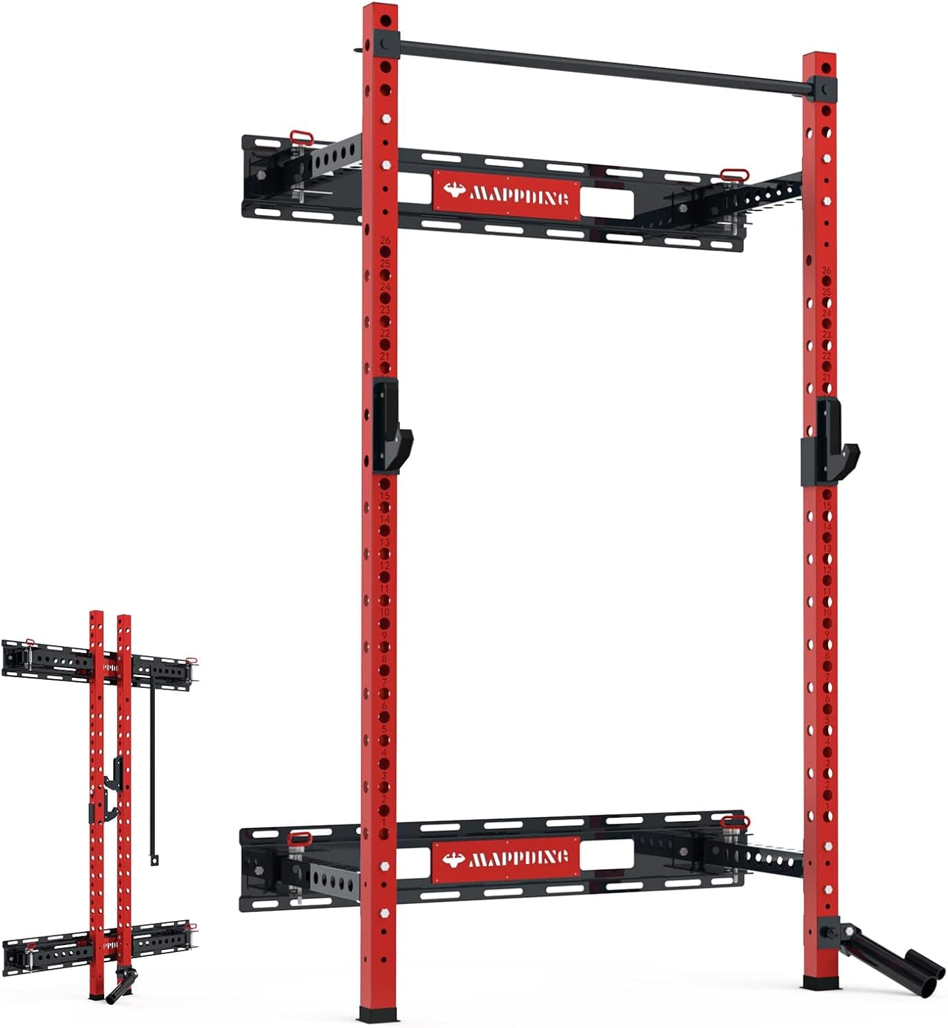 Mappding Folding Squat Rack Wall Mounted 1100lb