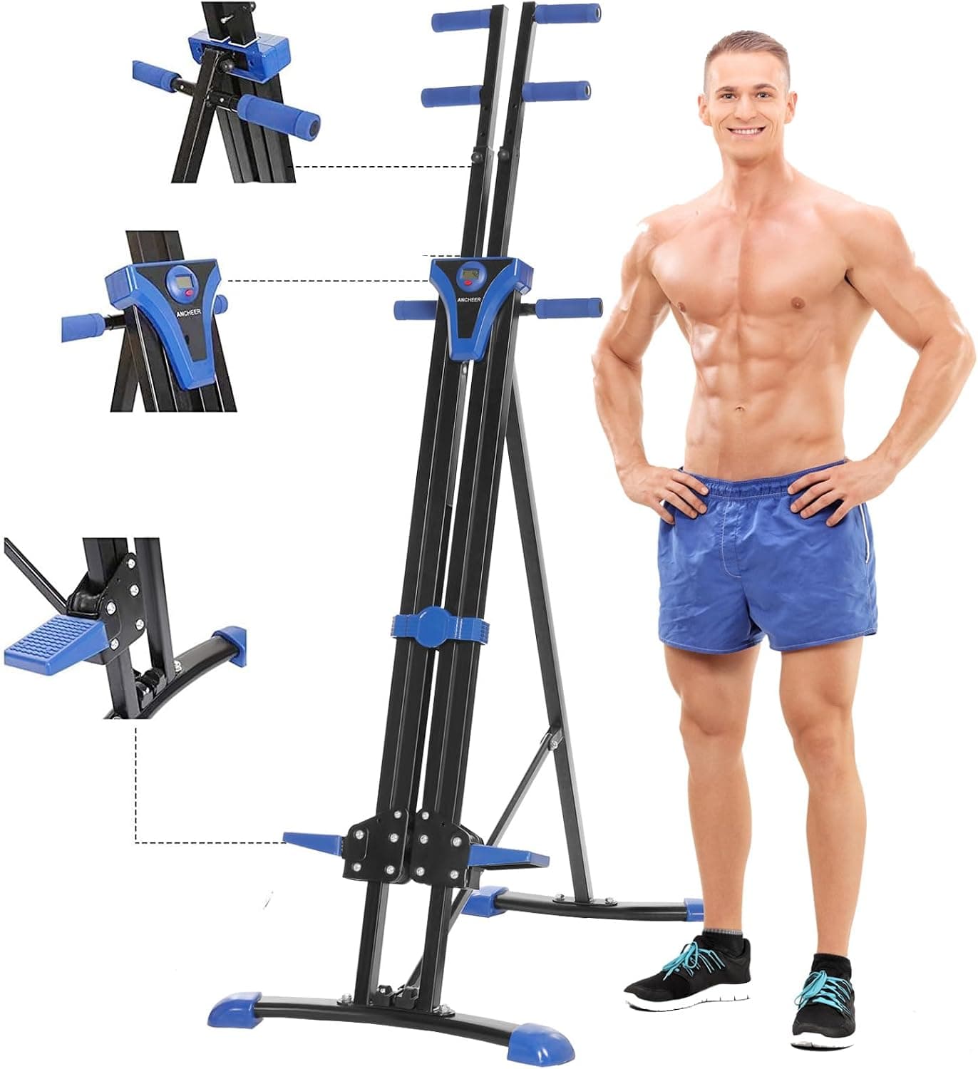 Vertical Climber Machine Combined Resistance Training and High-Intensity Cardio, 350+ lbs Capacity (Blueblack)