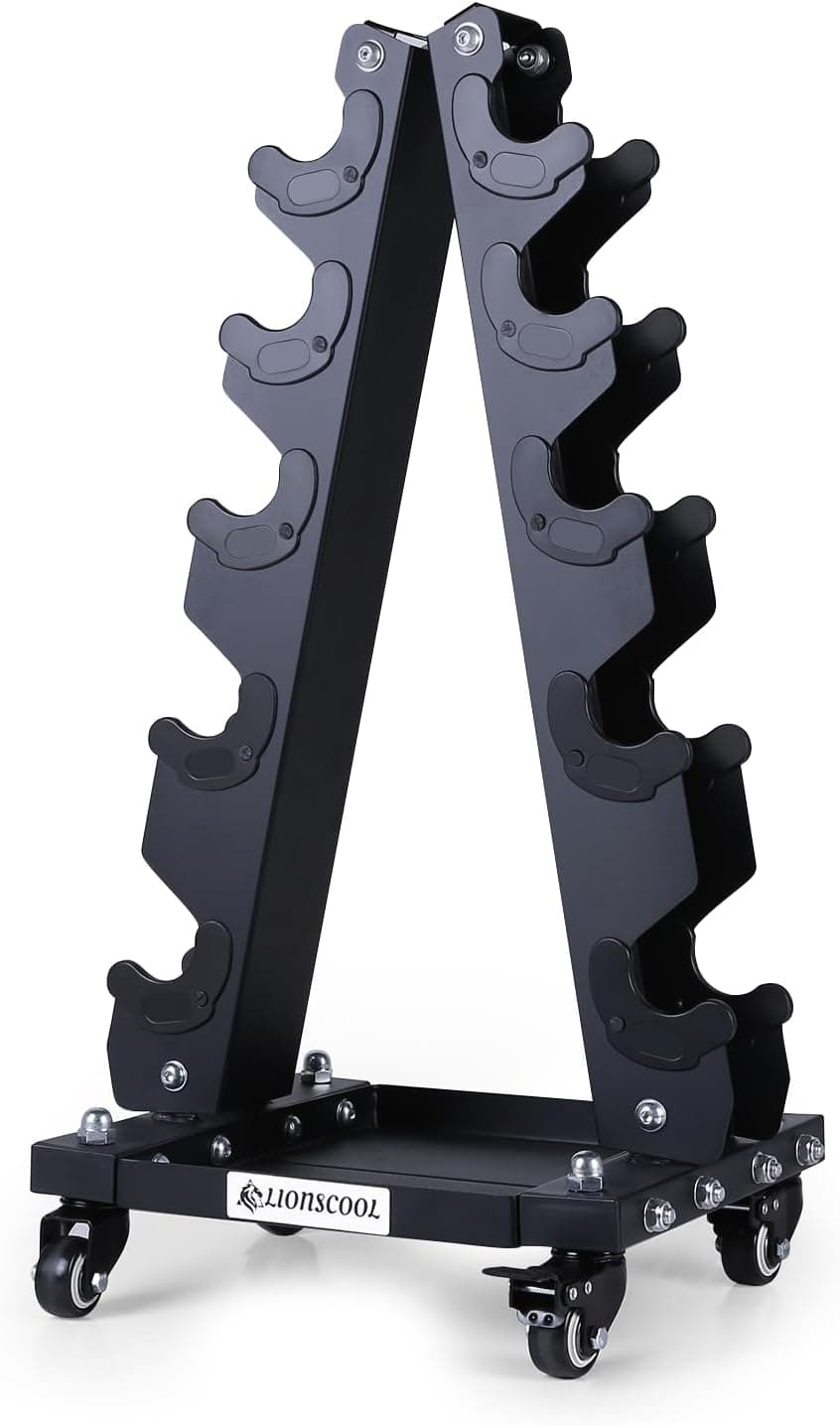 LIONSCOOL Premium Solid Steel Dumbbell Rack Stand Only, A-Frame Portable