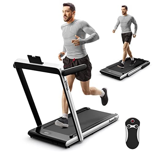 Goplus 2 in 1 Folding Treadmill, 2.25HP Superfit Under Desk Electric Treadmill, Installation-Free with Remote Control, APP Control and LED Display, Walking Jogging for Home Office