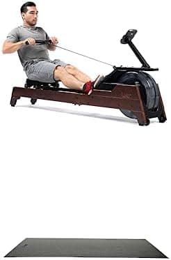 Sunny Health & Fitness Elite Wooden Water Rowing Machine with Vertical Tank, Sustainable Rubber