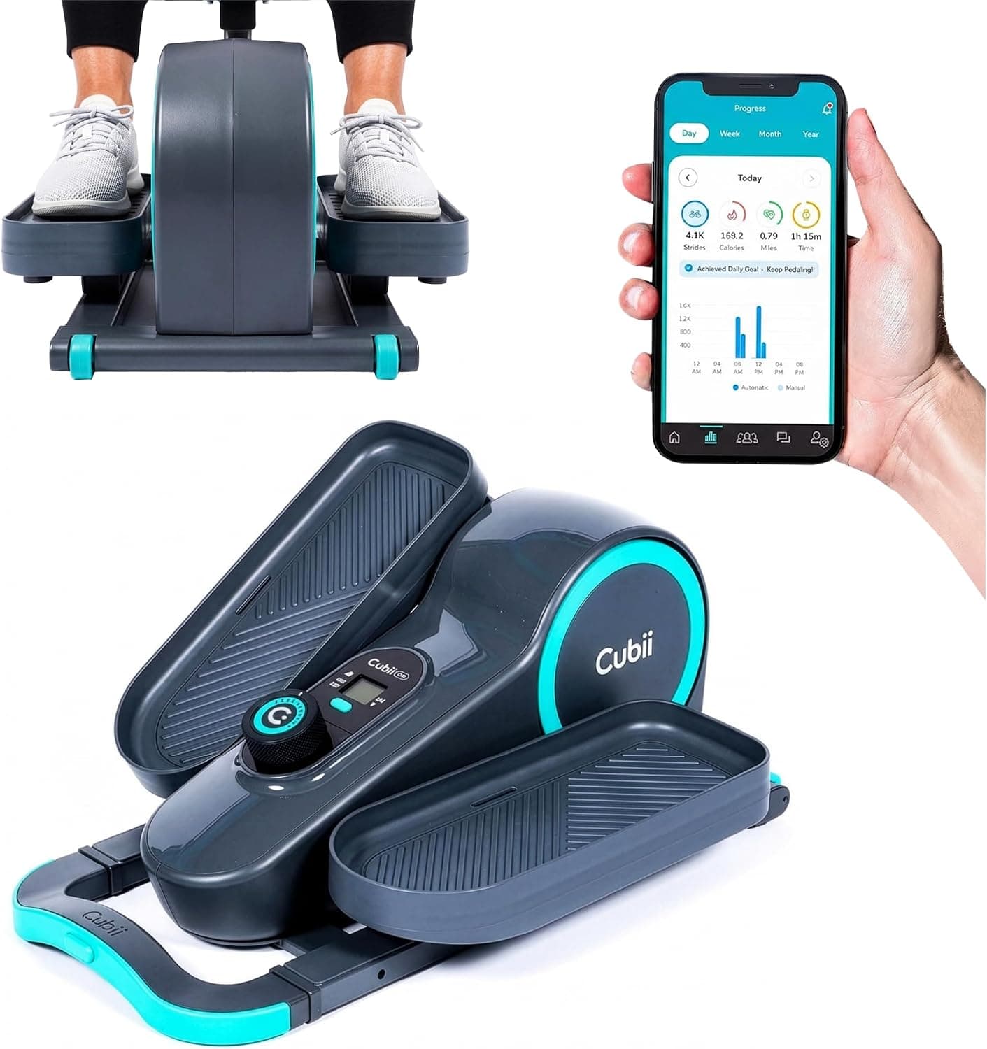 Cubii GO Under Desk Elliptical Bike, Portable Low Impact Leg Exerciser, Compact Exercise Machin