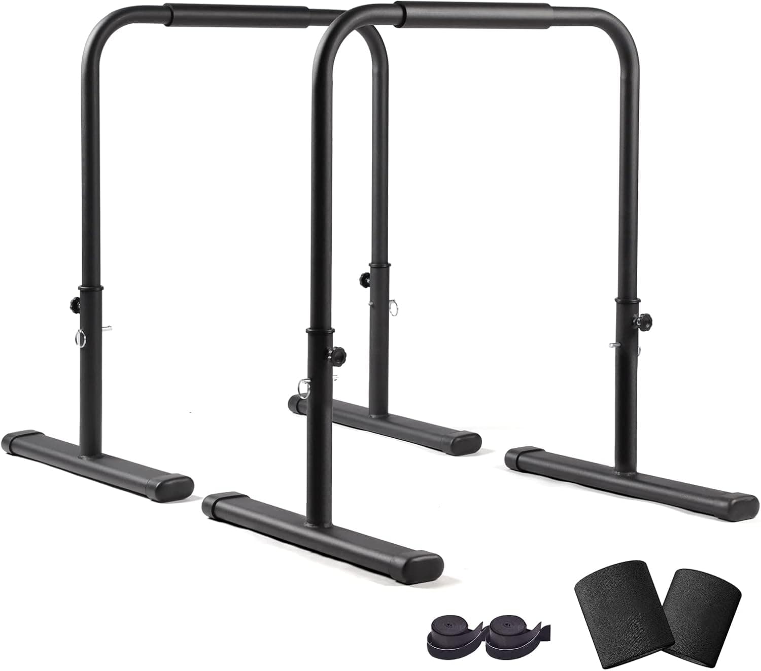 Adjustable Dip Bars for Home Gym Workout, Heavy Duty Dip Stands Strength Training Fitness Dip Station Calisthenics for Tricep Dips, L Sits (Black - Adjustable)