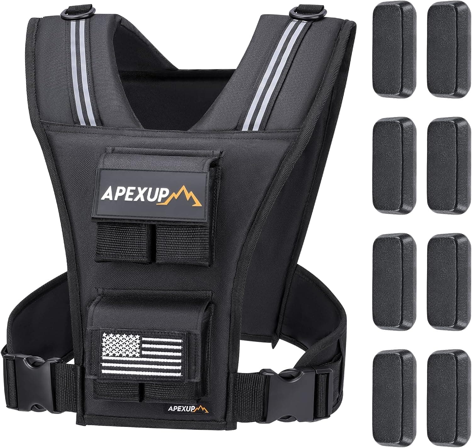 APEXUP Adjustable Weighted Vest Men 20/30/40lbs with Reflective Strips