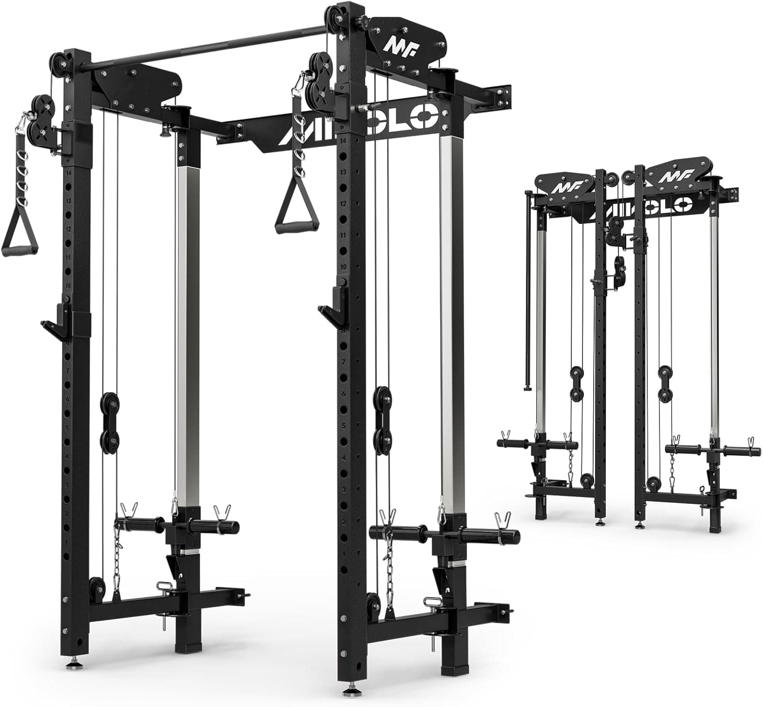 Mikolo Folding Squat Rack with Cable Crossover and LAT