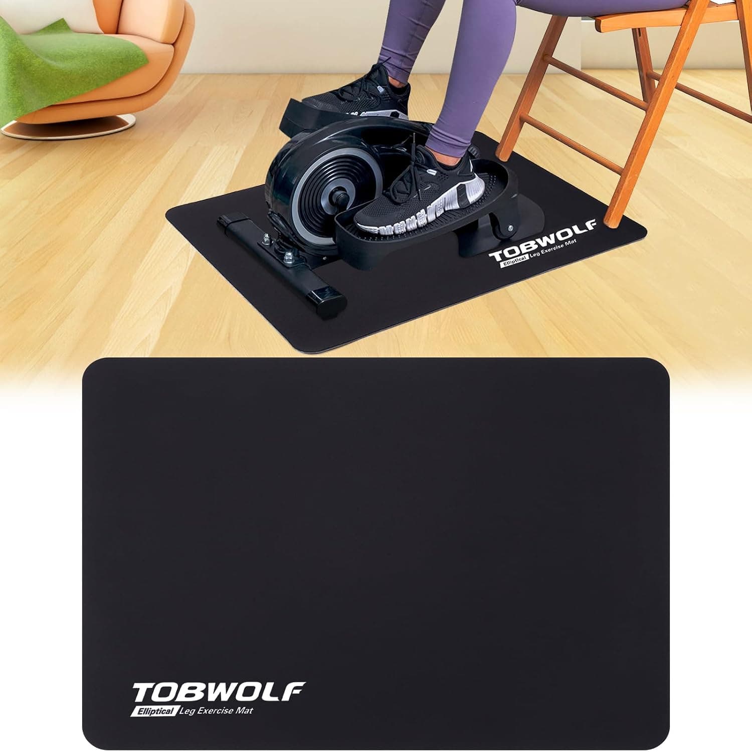 TOBWOLF Non-Slip Workout Mat for Exercise Machine, Equipment Floor Mat