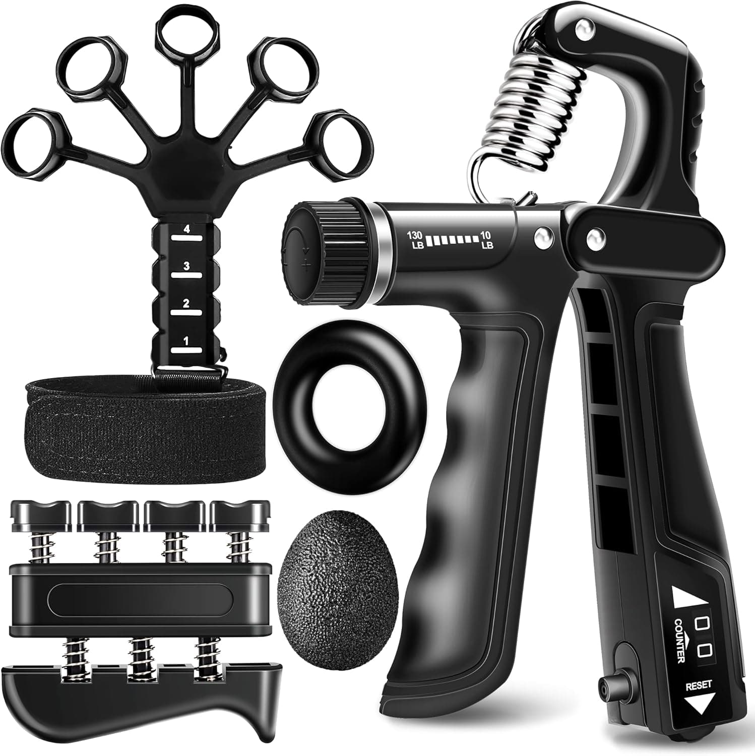 WATMAID Grip Strength Trainer Kits (5 Pack), Forearm Strengthener with Adjustable Resistance