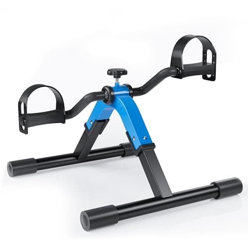 RYGEO Pedal Exerciser Under Desk Bike for Arms and Legs Workout, Lightweight & Foldable Mini Exercise Bike for Sedentary Officer & Seniors