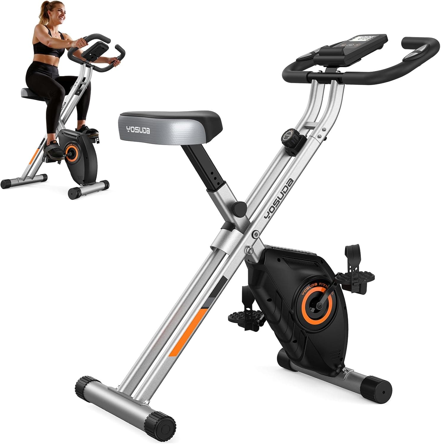 YOSUDA 2-in-1 Folding Exercise Bike Magnetic X-Bike 350lb
