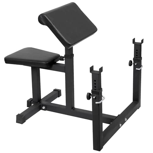 HSM Preacher Curl Weight Bench Max load 450lbs Biceps Station | Strength Training, Seated Arm Isolated, Barbell Dumbbell Home Gym (BLACK)