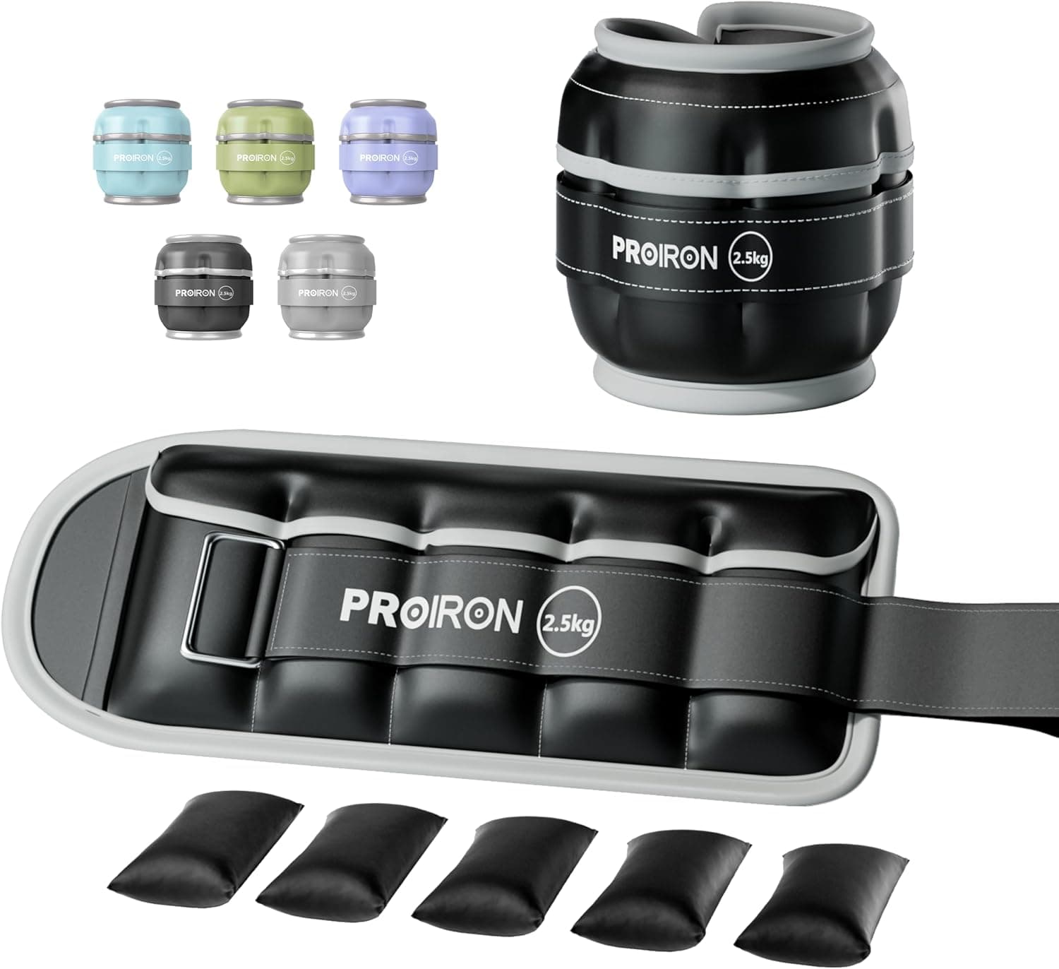 PROIRON Adjustable Ankle Weights, Set of 2, Durable PU Leather, 1-5 lbs Adjustable Per Ankle