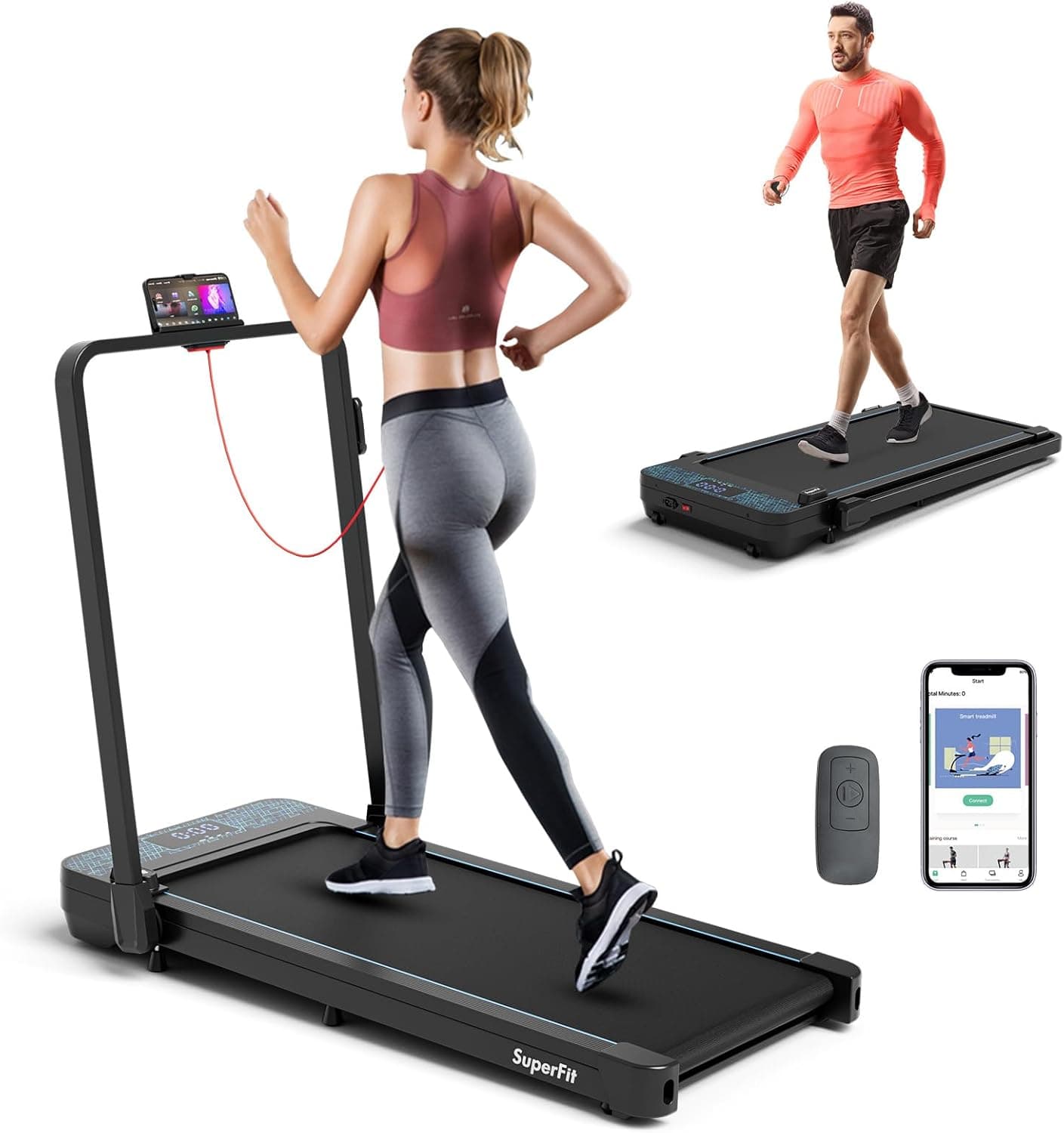 Goplus 2-in-1 Folding Treadmill 300 Lb Walking Pad