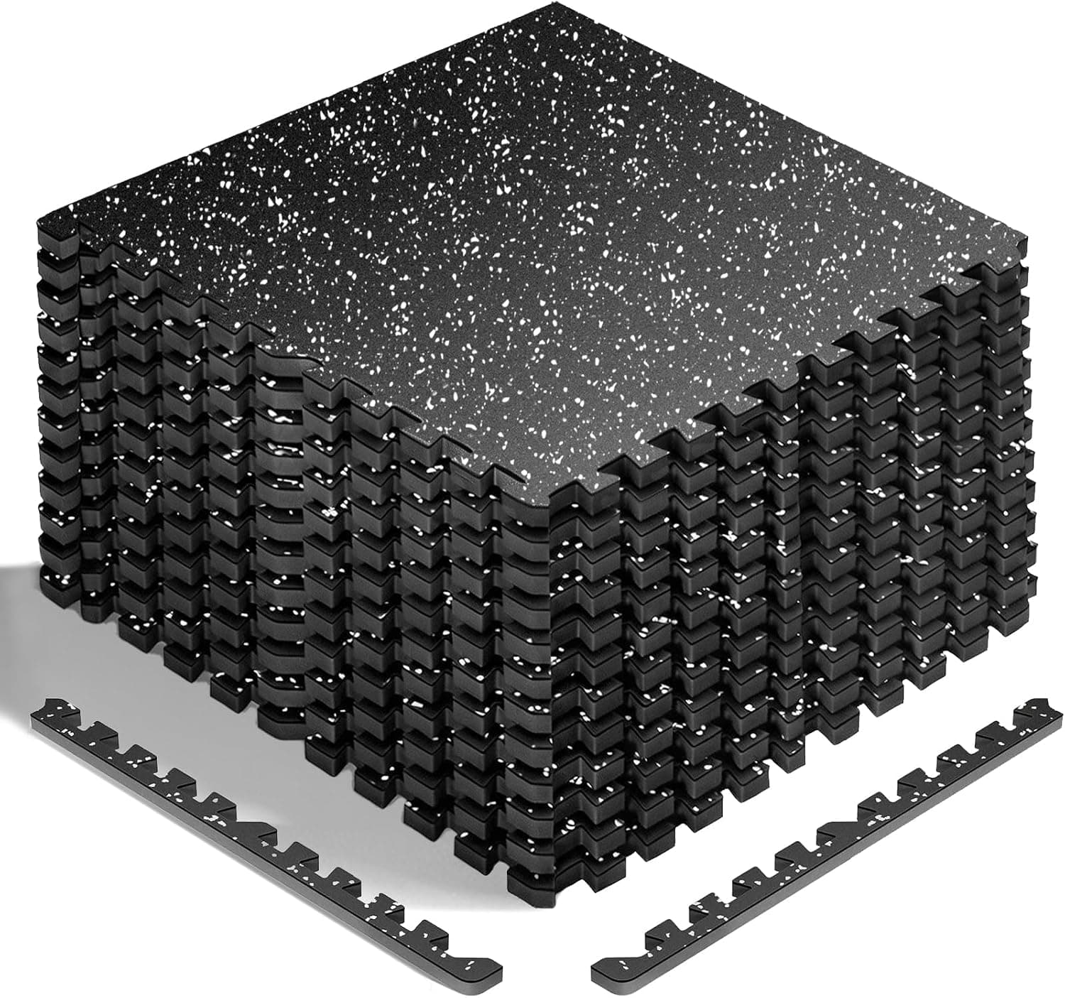 HAPBEAR 0.56in Thick 12 Pcs 48 Sq Ft High-Density Rubber Top Gym Tiles